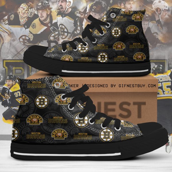 Boston Bruins High Top Canvas Shoes - TANTN 1696