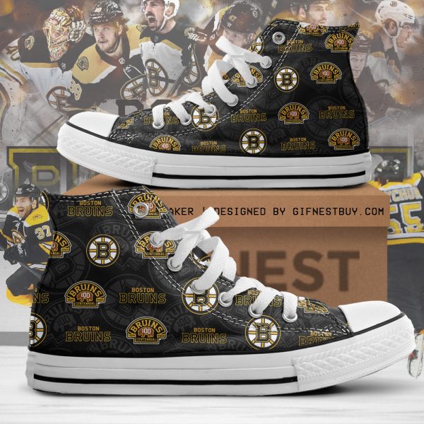 Boston Bruins High Top Canvas Shoes - TANTN 1696