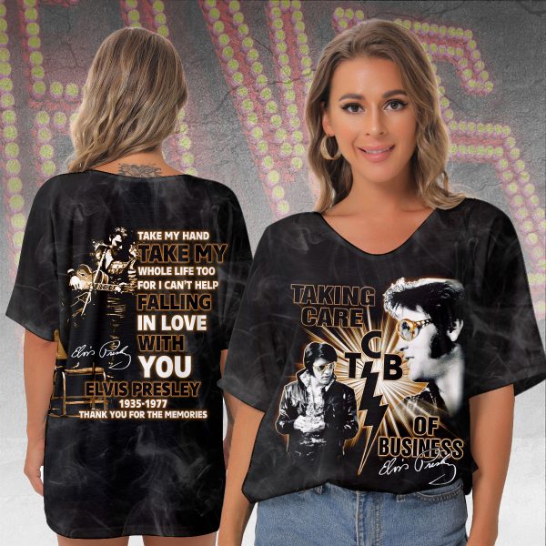 Elvis Presley Bat Sleeves V-Neck Blouse - VANDH 647