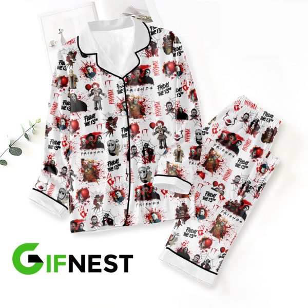 Horror Movies Button Down Pajamas Set - VANDH 666