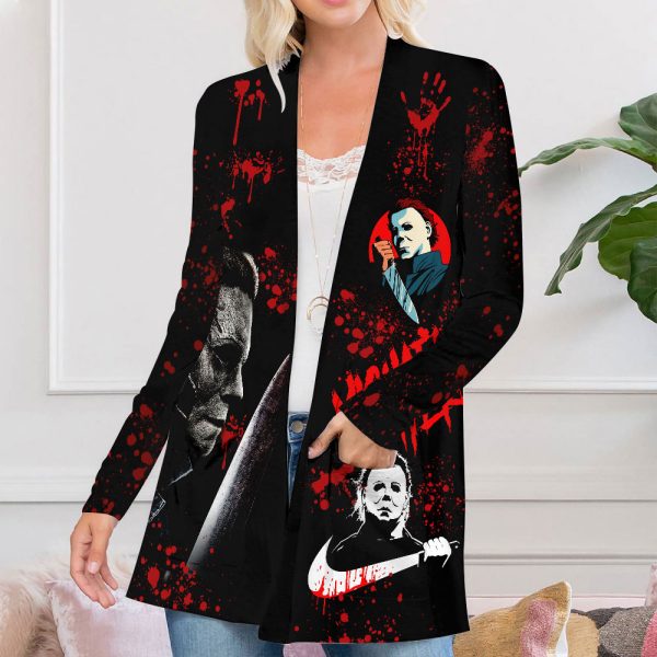 Horror Movies Women’s Patch Pocket Cardigan – VANDH 775