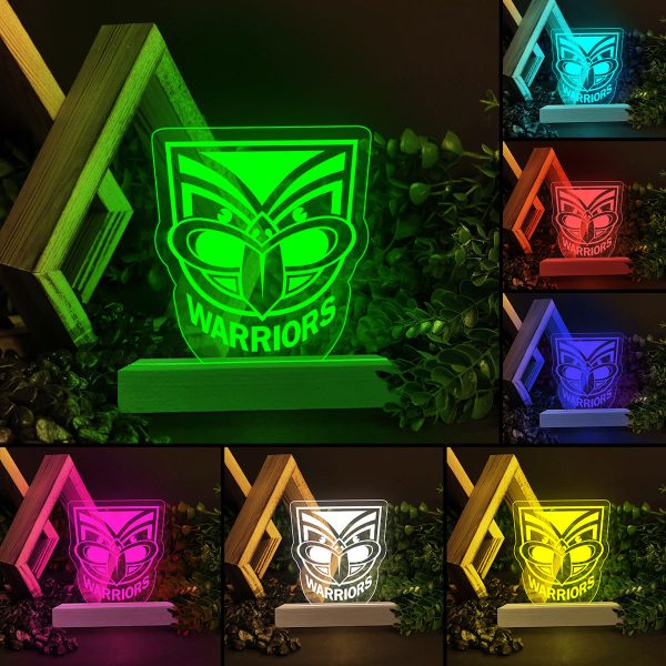 New Zealand Warriors Led Light with Wooden Base (7 Colors) - VANDH 641