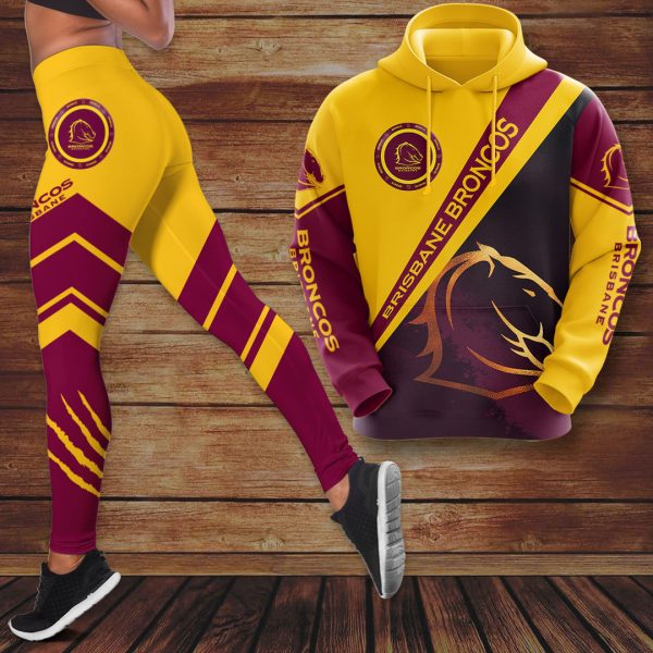 Brisbane Broncos 3D Hoodie Leggings - VANDH 1072