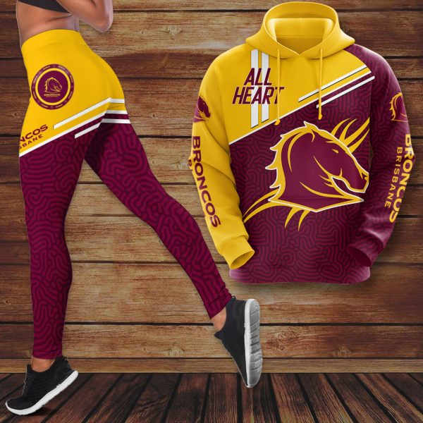 Brisbane Broncos 3D Hoodie Leggings - VANDH 1090