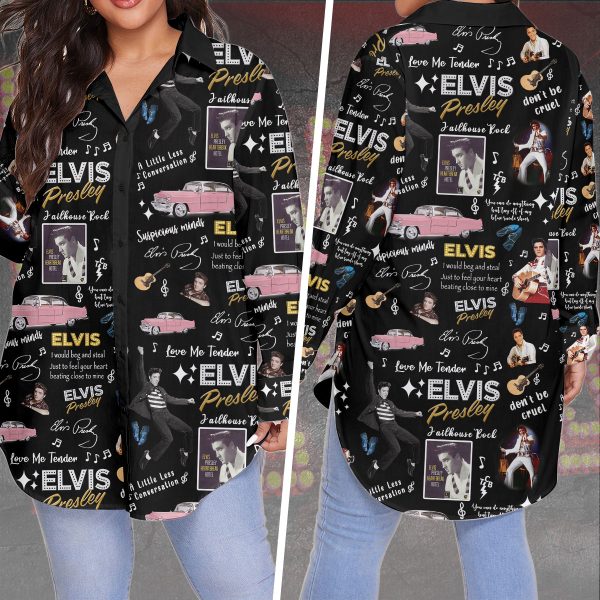 Elvis Presley Women's Shirt With Long Sleeve (Plus Size) - VANDH 919