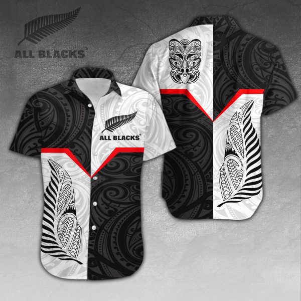 New Zealand National Rugby Union Team All Blacks Short Sleeve Dress Shirt - VANDH 1030