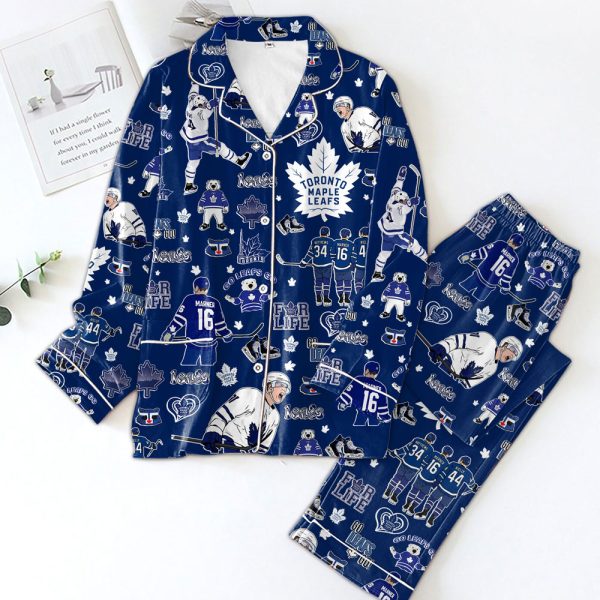 Toronto Maple Leafs Button Down Pajamas Set - VANDH 1018.1