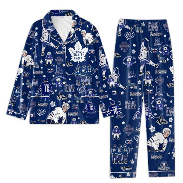 Toronto Maple Leafs Button Down Pajamas Set - VANDH 1018.1