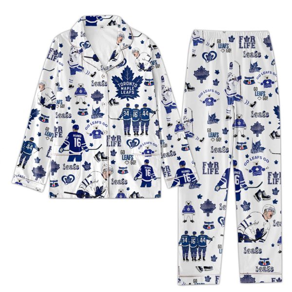 Toronto Maple Leafs Button Down Pajamas Set - VANDH 1018.2