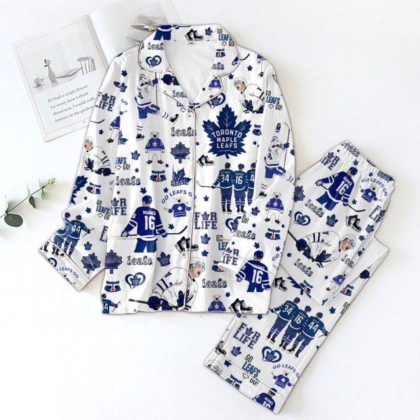 Toronto Maple Leafs Button Down Pajamas Set - VANDH 1018.2