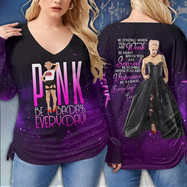 Prince V-Neck Shirt With Side Drawstring (Plus Size) - VANDH 1454