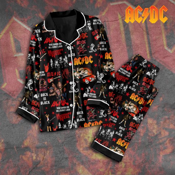 AC/DC Button Down Pajamas Set – TANTN 2808