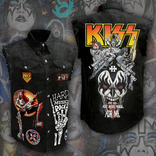 Kiss Band 3D Lightweight Sleeveless Denim Shirt - ANHNV 3006