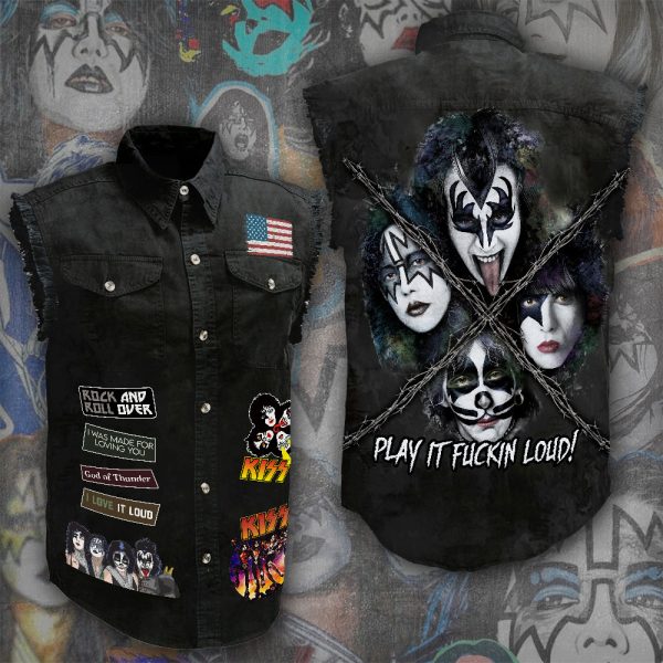 Kiss Band 3D Lightweight Sleeveless Denim Shirt - ANHNV 3064