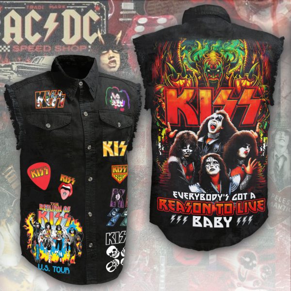 Kiss Band 3D Lightweight Sleeveless Denim Shirt - ANHNV 3125