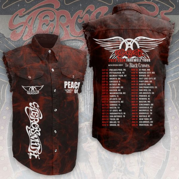 Aerosmith 3D Lightweight Sleeveless Denim Shirt - HOATT 3841