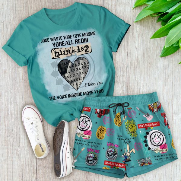 Blink-182 Women O-Neck T-Shirt and Casual Shorts Set - VANDH 1253.2