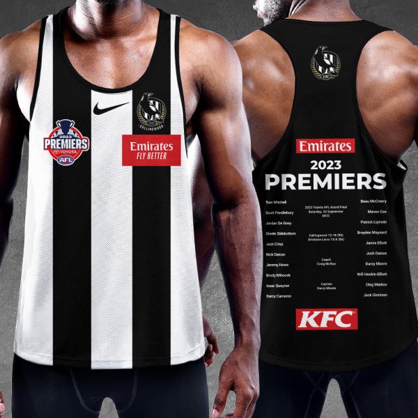 2023 AFL Premiers Collingwood FC Y-Back Muscle Tank Top - VANDH 1139