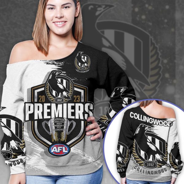 2023 AFL Premiers Collingwood FC Off-Shoulder Sweatshirt – VANDH 1148