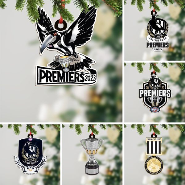 6PCS 2023 AFL Premiers Collingwood FC Clear 1-Sided Acrylic Ornament Set - TANTN 2721