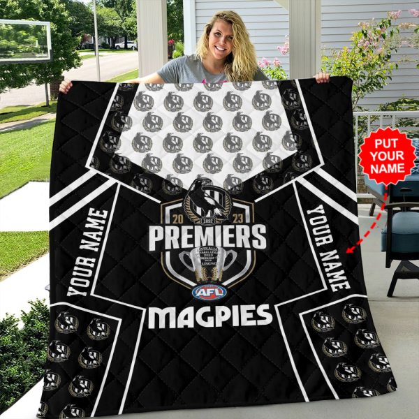 Personalized 2023 AFL Premiers Collingwood FC Quilt Blanket - TANTN 2742