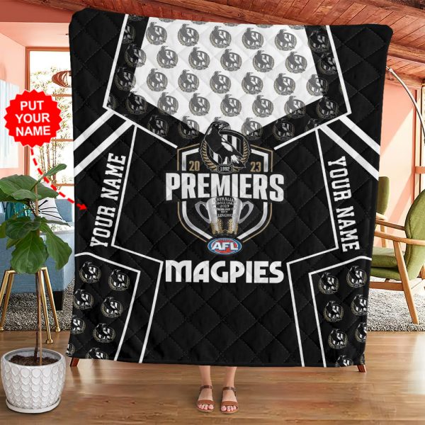 Personalized 2023 AFL Premiers Collingwood FC Quilt Blanket - TANTN 2742