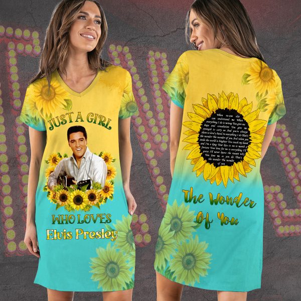 Elvis Presley V-Neck Cotton Dress - VANDH 1406