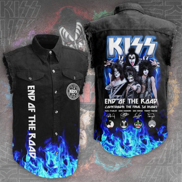 Kiss Band 3D Lightweight Sleeveless Denim Shirt - HOATT 3840