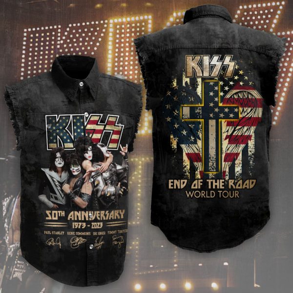 Kiss Band 3D Lightweight Sleeveless Denim Shirt - HOATT 3844