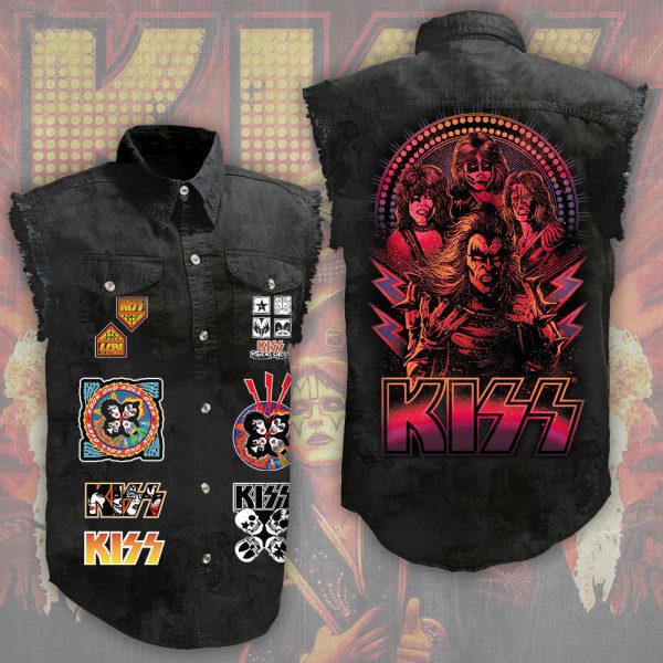 Kiss Band 3D Lightweight Sleeveless Denim Shirt - NGHIAVT 0790