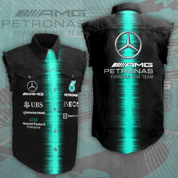 Mercedes-AMG Petronas F1 3D Lightweight Sleeveless Denim Shirt - HOATT 3843