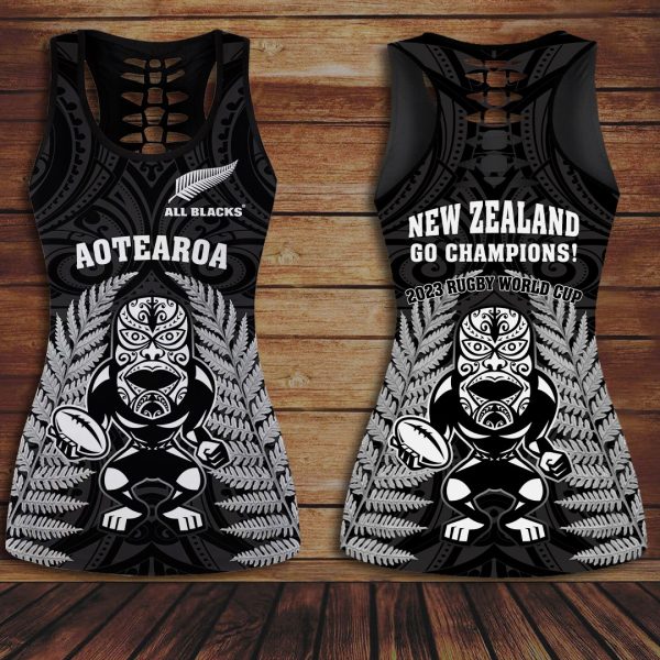 New Zealand National Rugby Union Team All Blacks Hollow Tank Top Leggings - VANDH 1377