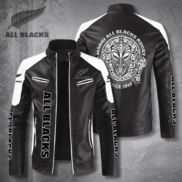 New Zealand National Rugby Union Team All Blacks Premium Leather Bomber - TANTN 2853