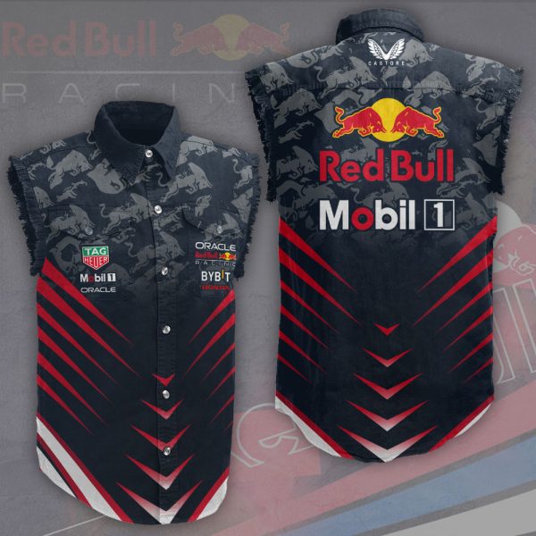 Red Bull Racing F1 3D Lightweight Sleeveless Denim Shirt - HOATT 3842