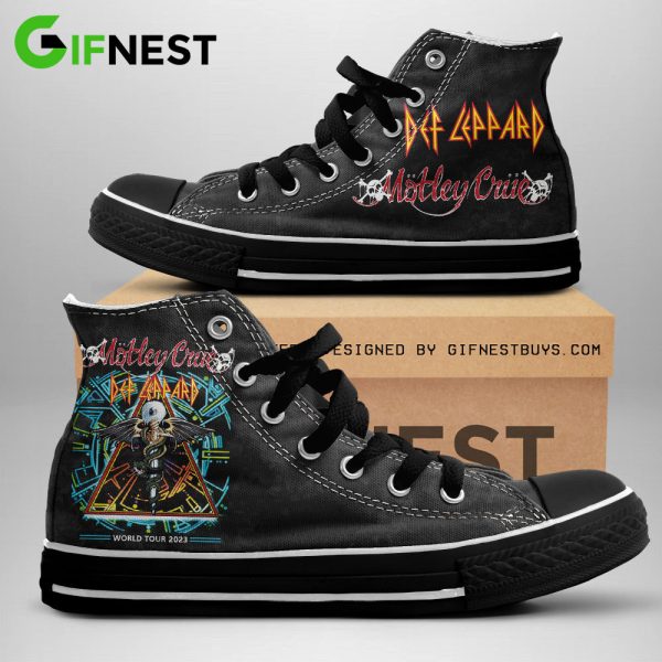 Mötley Crüe x Def Leppard High Top Canvas Shoes - NGHIAVT 0477