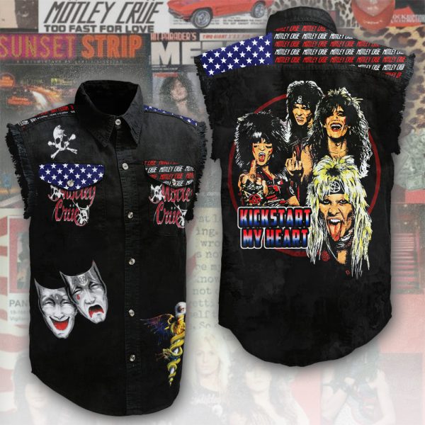 Mötley Crüe 3D Lightweight Sleeveless Denim Shirt - ANHNV 3360