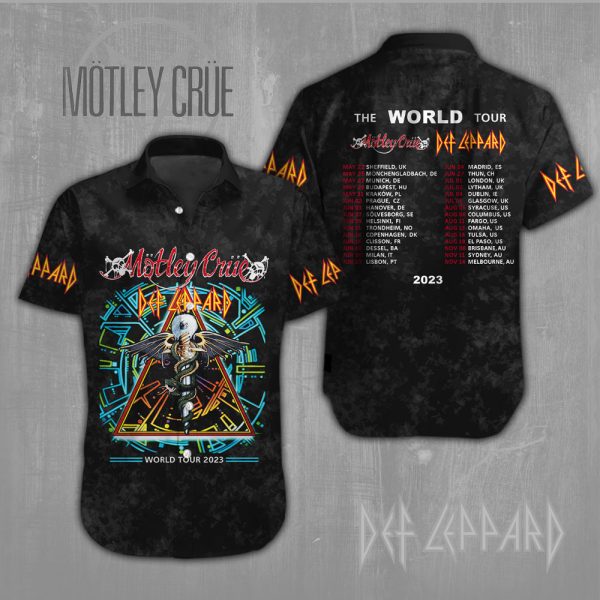 Mötley Crüe x Def Leppard Short Sleeve Dress Shirt - NGHIAVT 0477