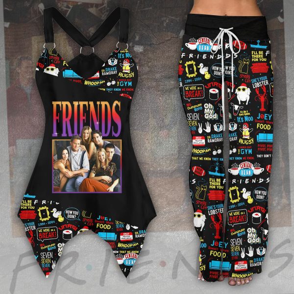 Friends Racing Tank Top With Irregular Hem And High-Waisted Trousers Set - VANDH 1619