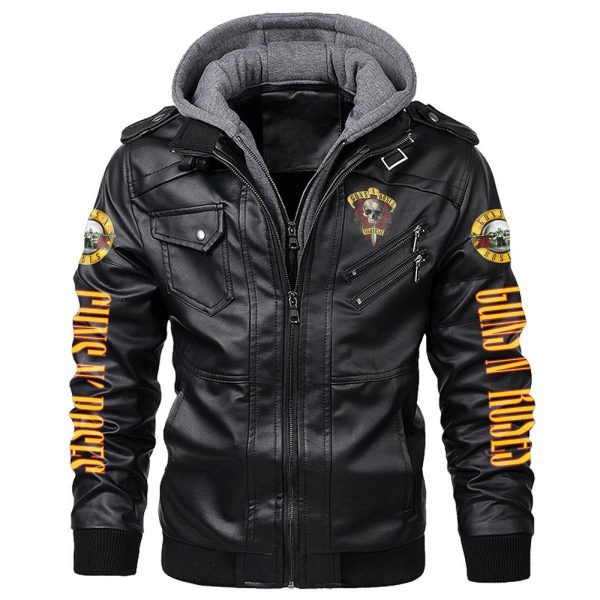 Guns N' Roses 2D Hooded Leather Coat - TANTN 3288