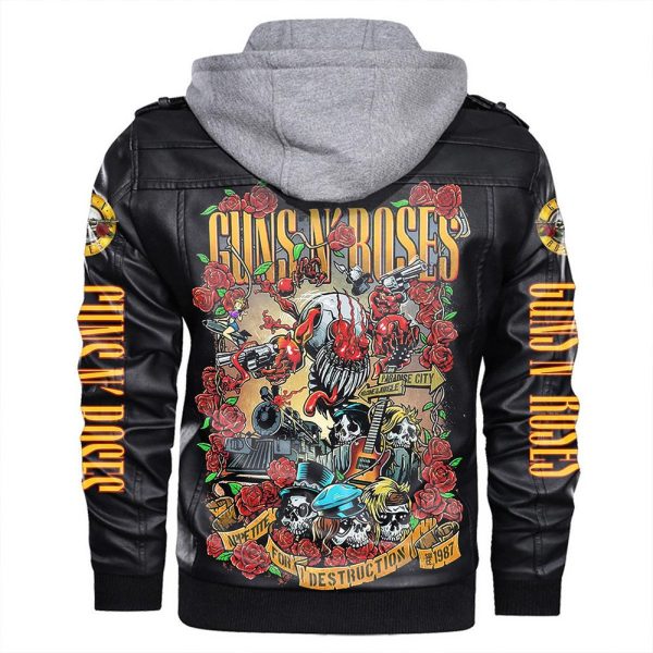 Guns N' Roses 2D Hooded Leather Coat - TANTN 3288