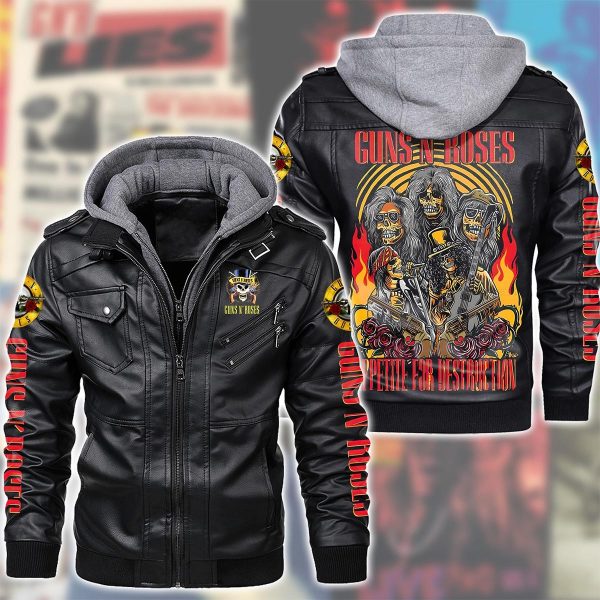 Guns N' Roses 2D Hooded Leather Coat - TANTN 3290