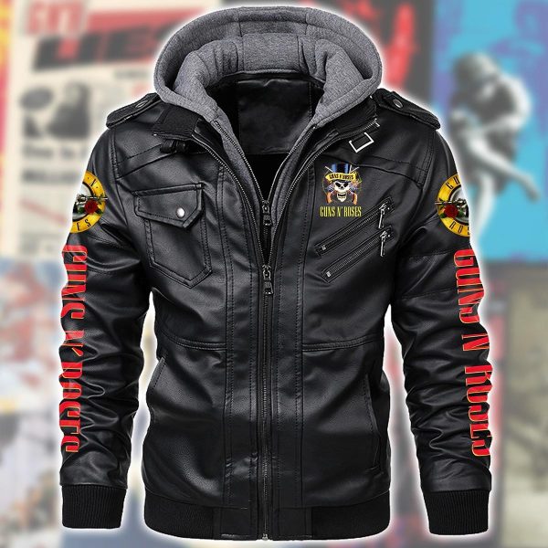 Guns N' Roses 2D Hooded Leather Coat - TANTN 3290