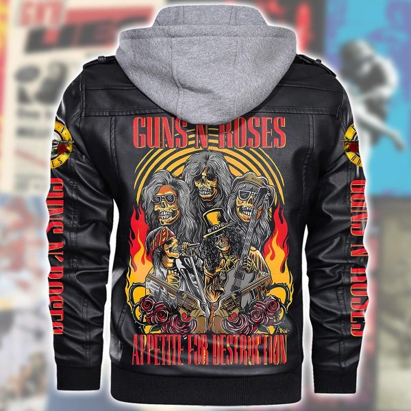 Guns N' Roses 2D Hooded Leather Coat - TANTN 3290