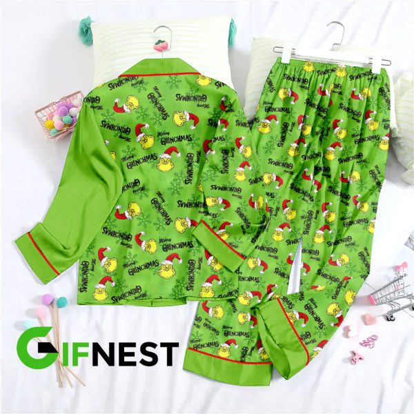 Grinch Button Down Pajamas Set – HOATT 3866.2