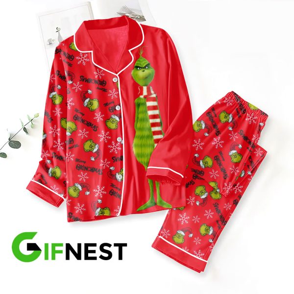 Grinch Button Down Pajamas Set – HOATT 3866.1