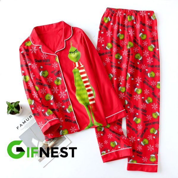 Grinch Button Down Pajamas Set – HOATT 3866.1