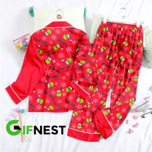 Grinch Button Down Pajamas Set – HOATT 3866.1