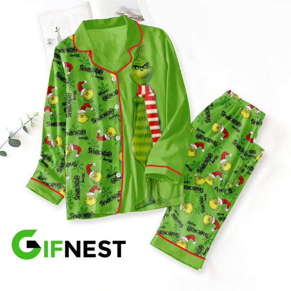 Grinch Button Down Pajamas Set – HOATT 3866.2