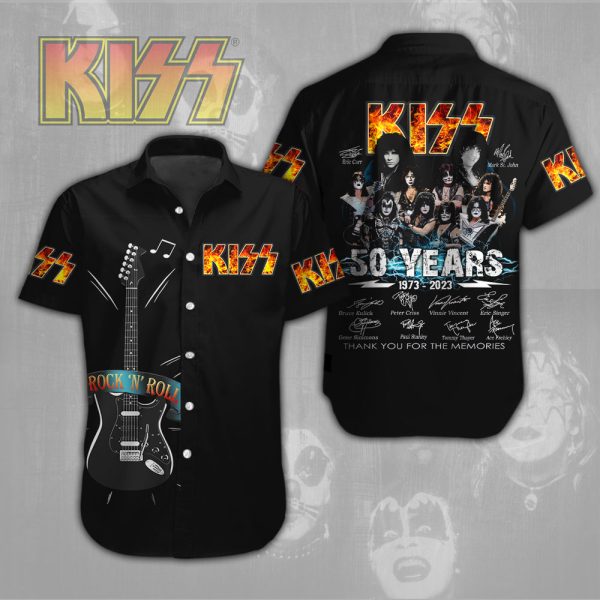 Kiss Band Short Sleeve Dress Shirt - ANHNV 3218