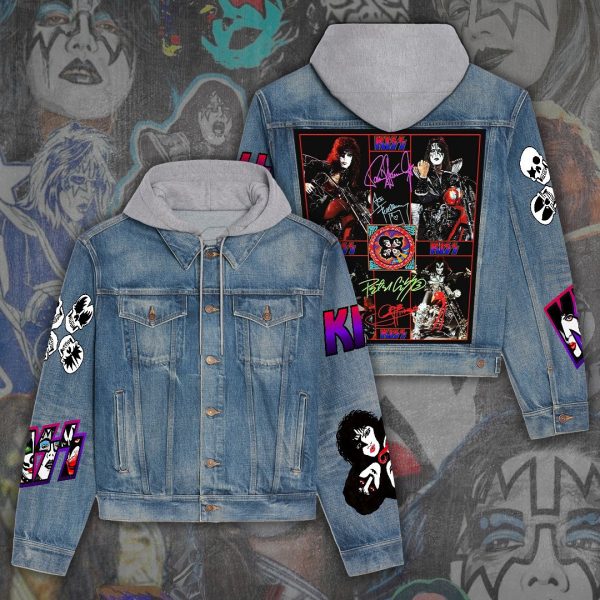 Kiss Band Women's Denim Hood Jacket - ANHNV 3195